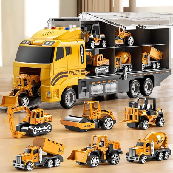 Toddler Boys Other - Toddler Boys Construction Truck Toy with Play Mat Die-Cast Car Transport Truck